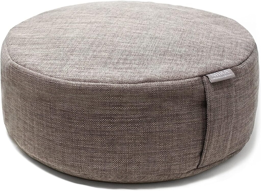 Mira Zafu Buckwheat Meditation Cushion - Zabuton Meditation Pillow - Easy to Carry 16âx16âx5 Yoga Pillow for Sitting on the Floor, Ash Grey