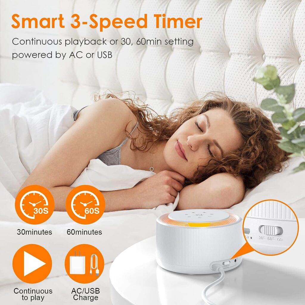 Sound Machine- STYFSCP White Noise Machine with 30 Natural Soothing Sounds 30 Level Volume Light 3 Timer Memory Function, Noise Machine Powered by AC or USB, Sleep Sound Machine for Adults Baby Kids