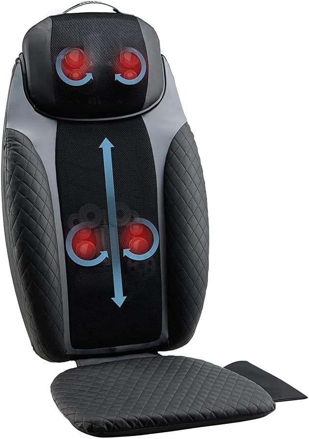 HoMedics 2-in-1 Shiatsu Massage Cushion and Cordless Body Massager, Removable Cordless Massage Pillow, Heat and Vibrating Massage Pad for Home or Office, Full Body Massage with Adjustable Settings