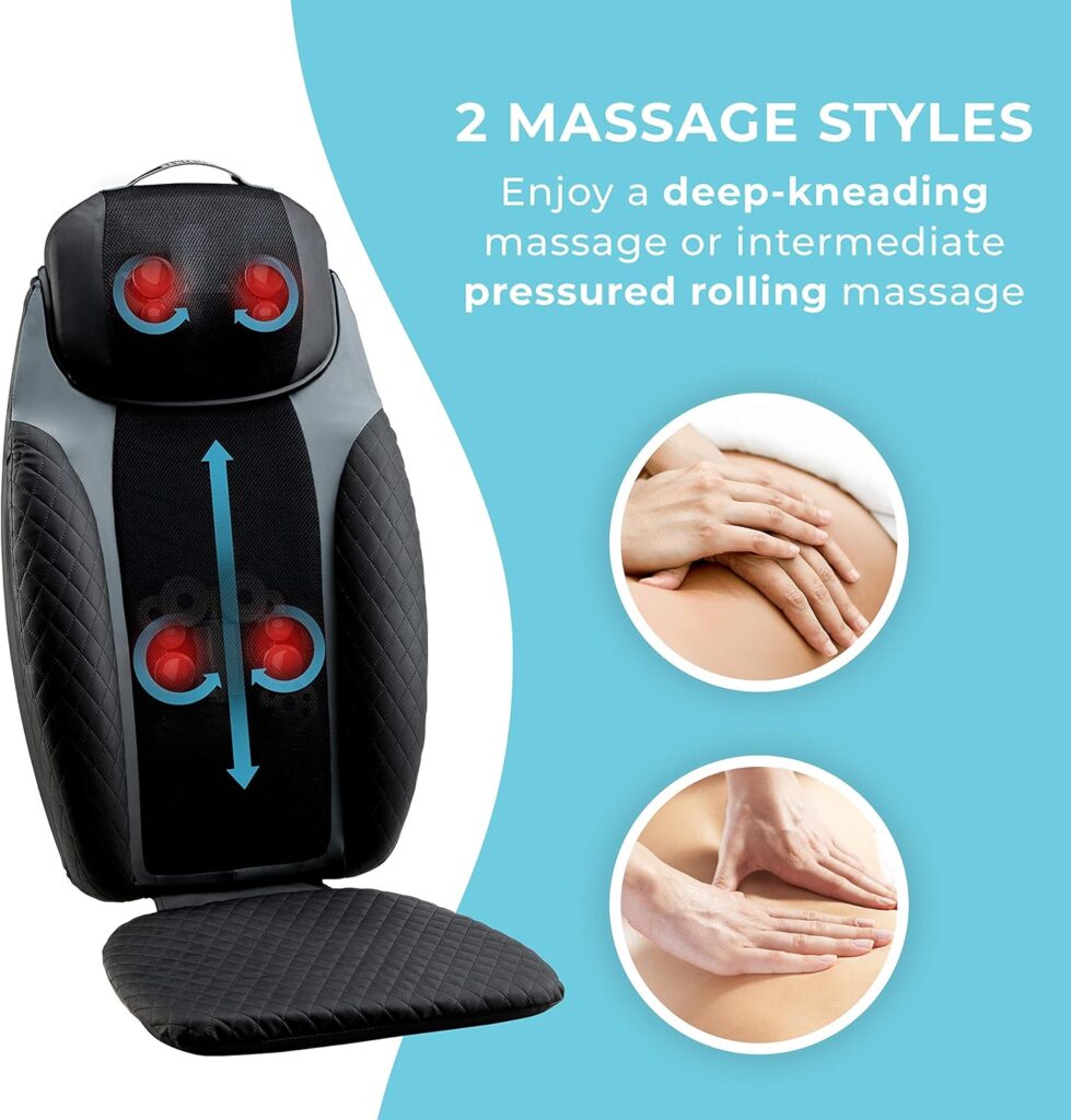 HoMedics 2-in-1 Shiatsu Massage Cushion and Cordless Body Massager, Removable Cordless Massage Pillow, Heat and Vibrating Massage Pad for Home or Office, Full Body Massage with Adjustable Settings