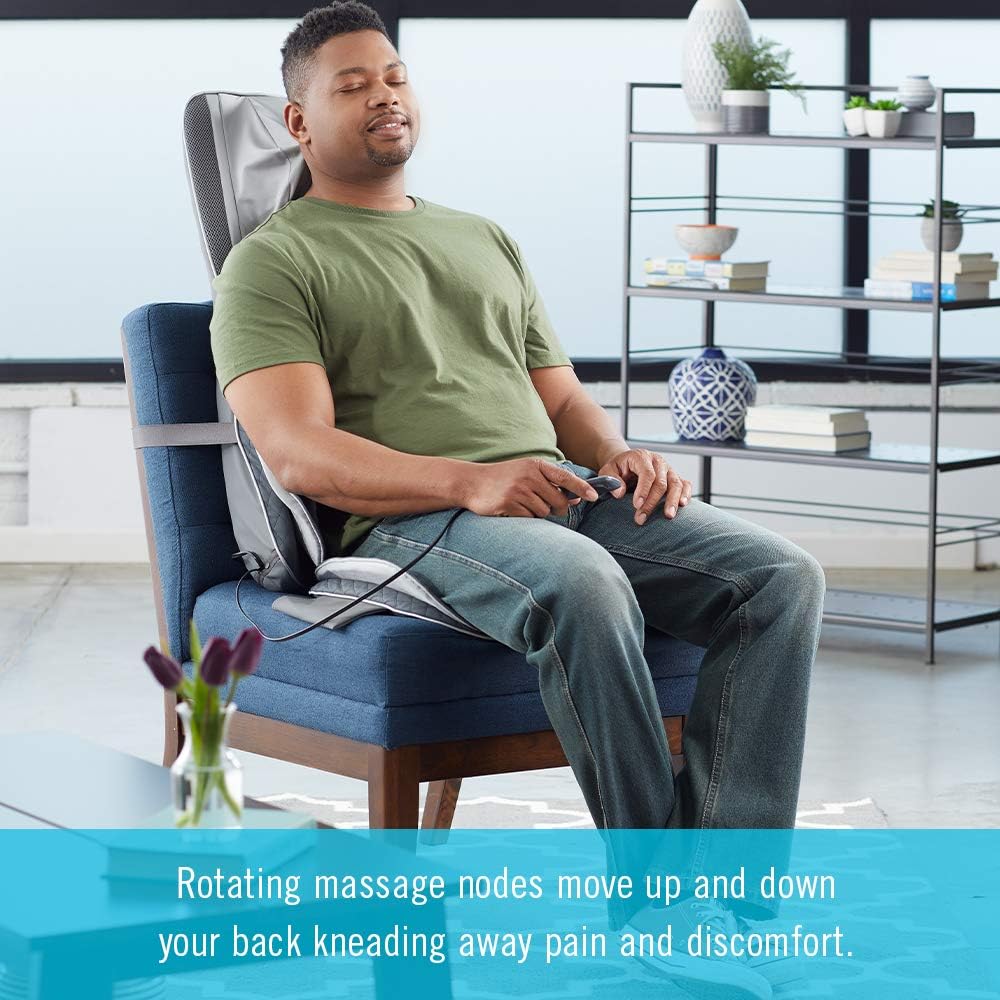 HoMedics Gentle Touch Gel Deluxe Shiatsu Neck, Shoulder and Back Massage Cushion with Heat with Deep Kneading Shiatsu Massage and Air Compression