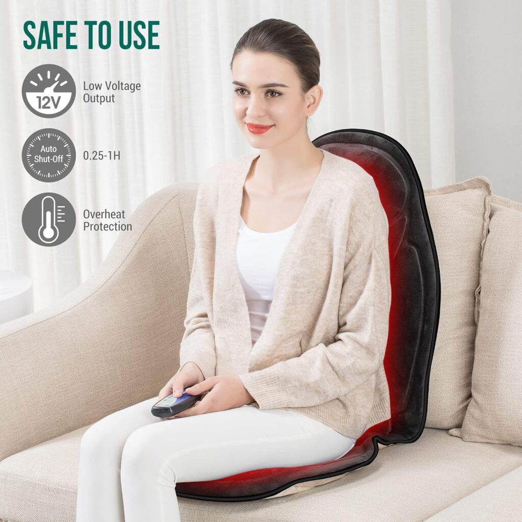 Snailax Vibration Massage Seat Cushion with Heat,Back Massager,Massage Chair Pad with 6 Vibrating Motors and 2 Heat Levels,Chair Massager for Home Office Use(Black)