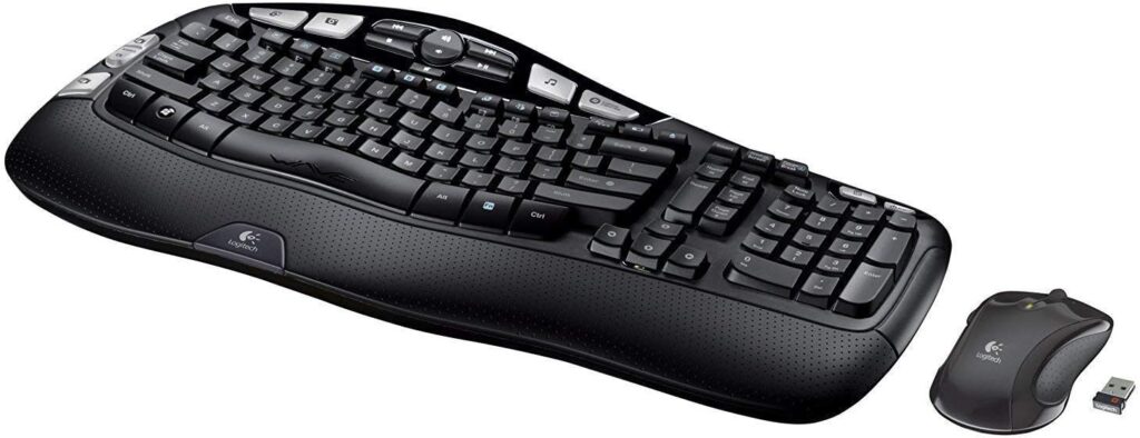 Logitech MK550 Wireless Wave K350 Keyboard and Mouse Combo — Includes Keyboard and Mouse, Long Battery Life, Ergonomic Wave Design with Wireless Mouse (with Mouse)