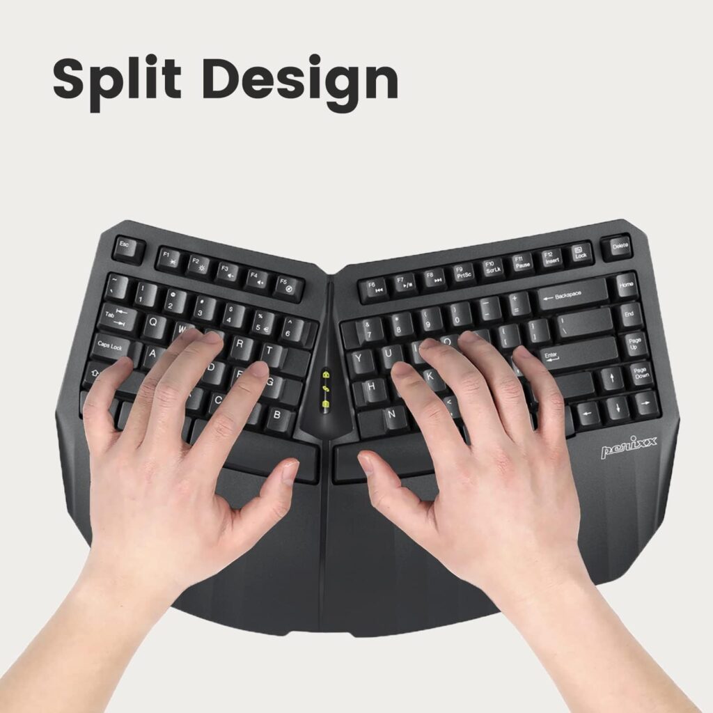 Perixx PERIDUO-813B US, Wireless Ergonomic Compact Keyboard  Vertical Mouse - Bundle with a 6-Button Ergonomic Vertical Mouse - Black - US English…